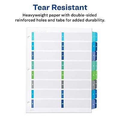 Tear Resistant  
Heavyweight paper with double-sided reinforced holes and tabs for added durability.