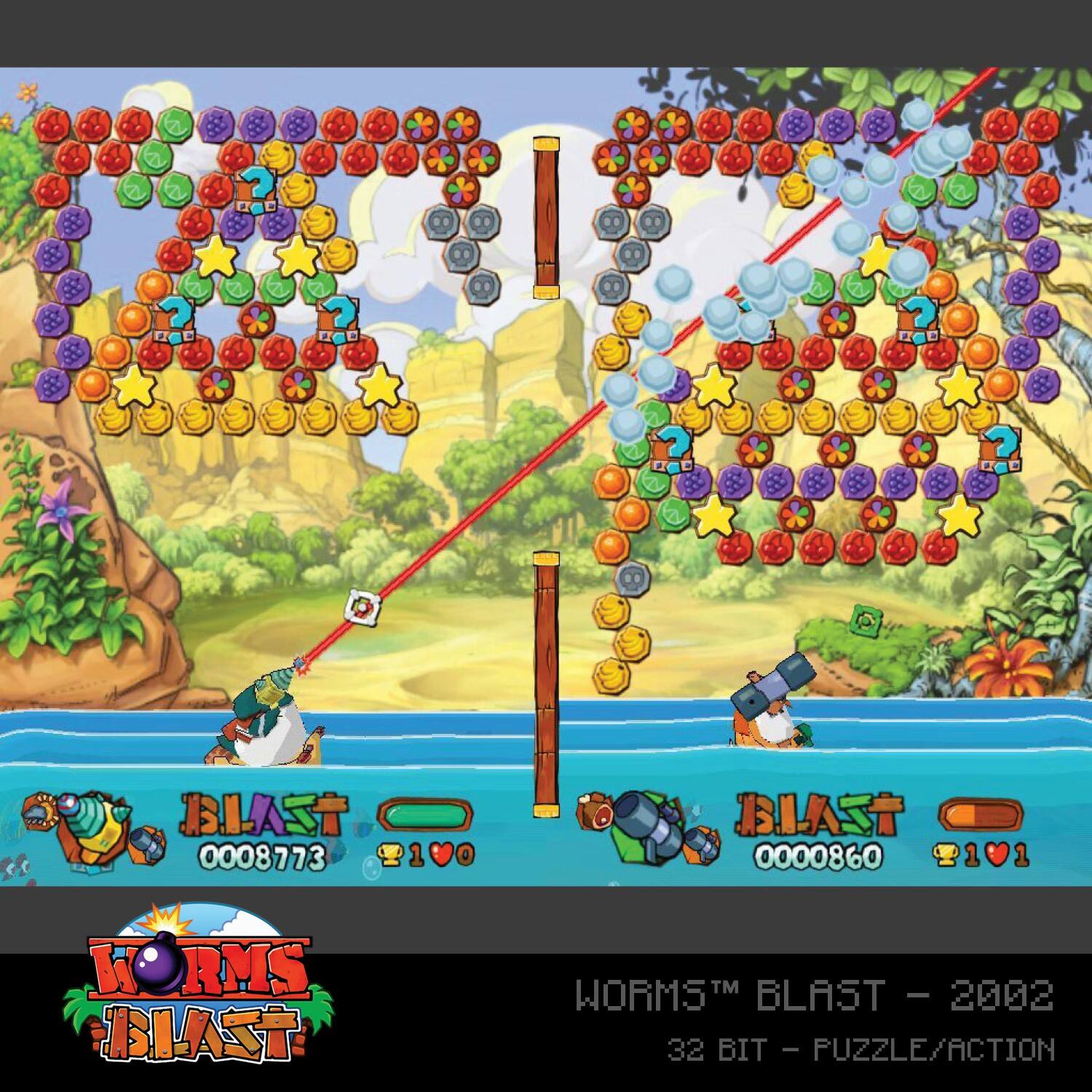 BLAST 0008773 190  
BLAST 0000860 2101  
WORMS™ BLAST - 2002  
32 BIT - PUZZLE/ACTION