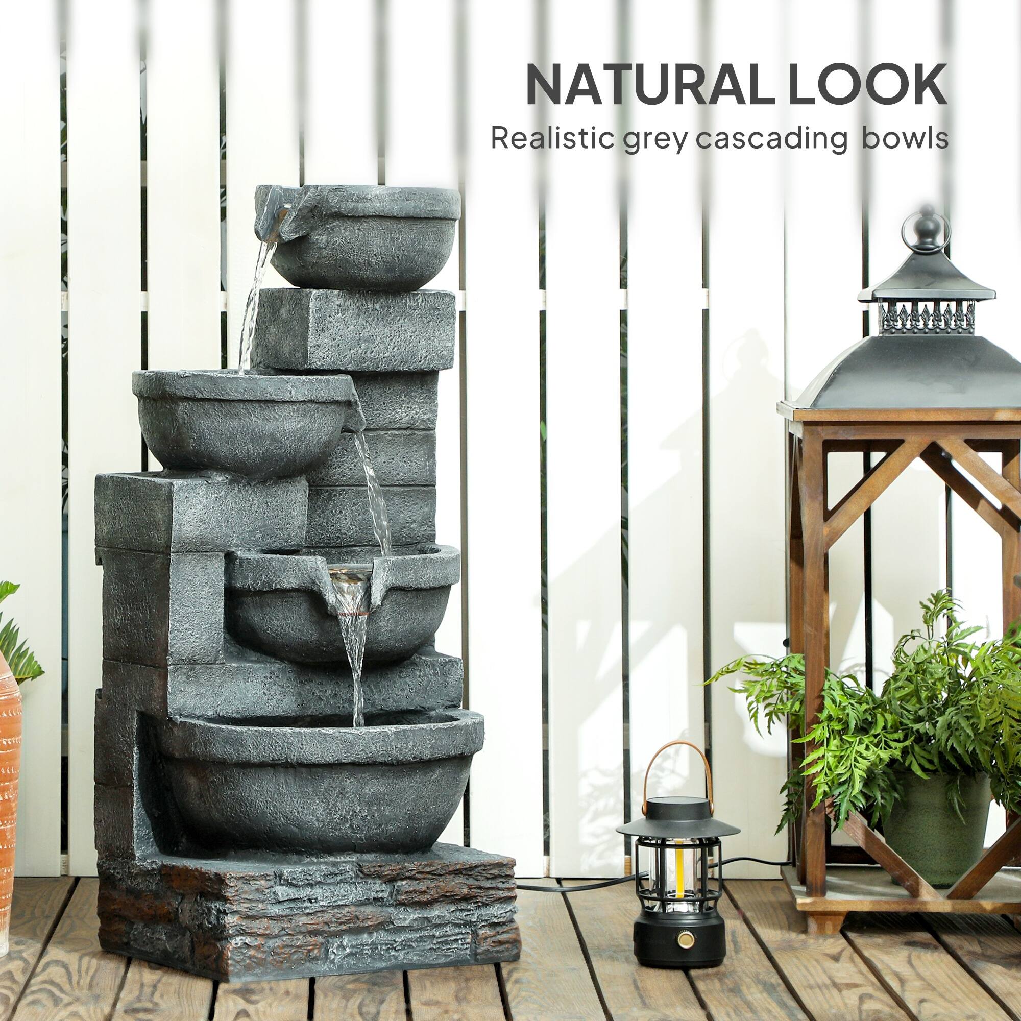 NATURAL LOOK  
Realistic grey cascading bowls