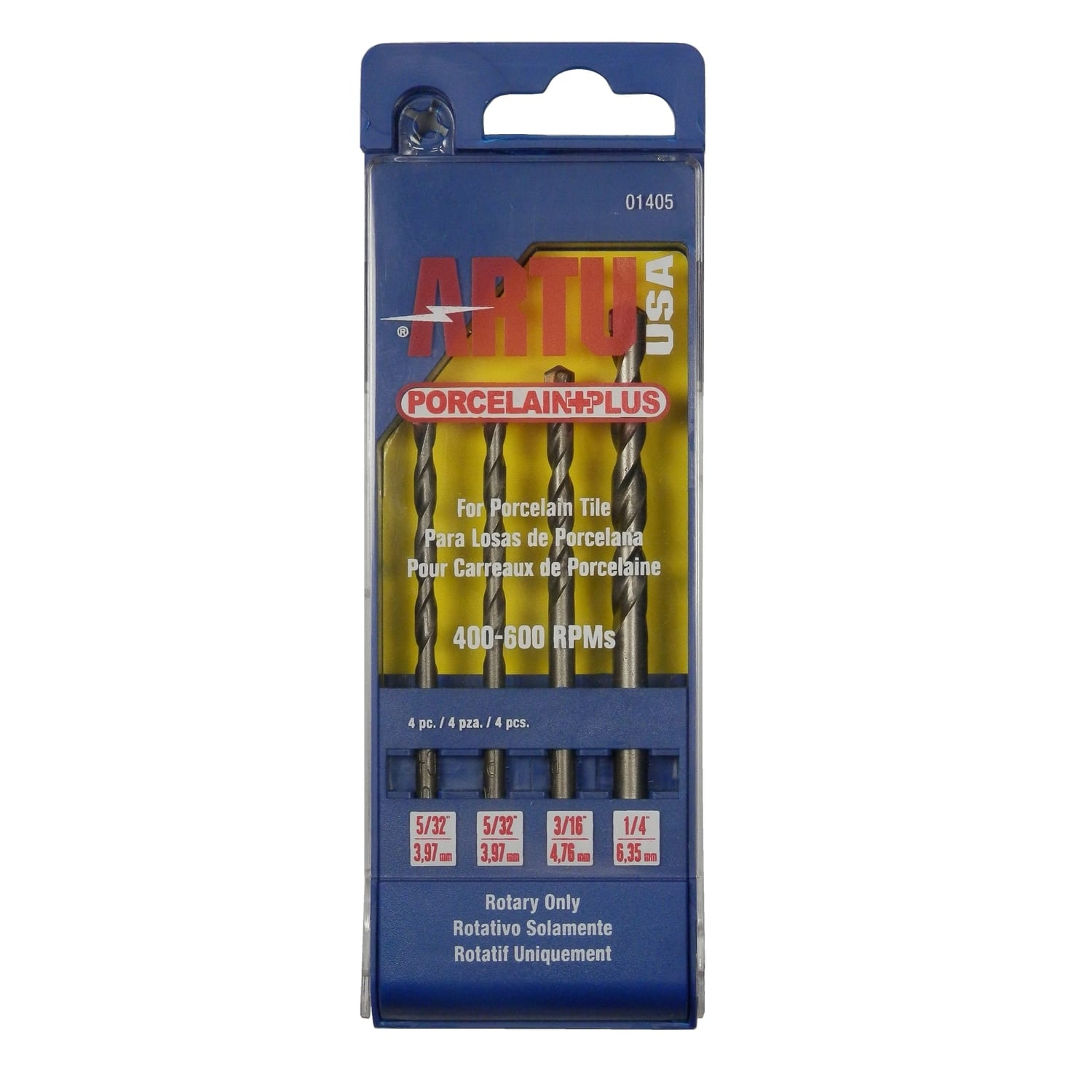 ARTU - Porcelain Plus Tungsten Carbide Tipped Glass and Tile Bit Set Straight Shank 4 pc price history on PriceWatchPro