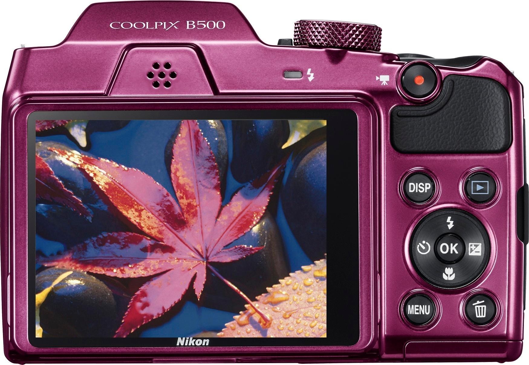 Back View: Nikon - Refurbished Coolpix B500 16.0-Megapixel Digital Camera - Plum