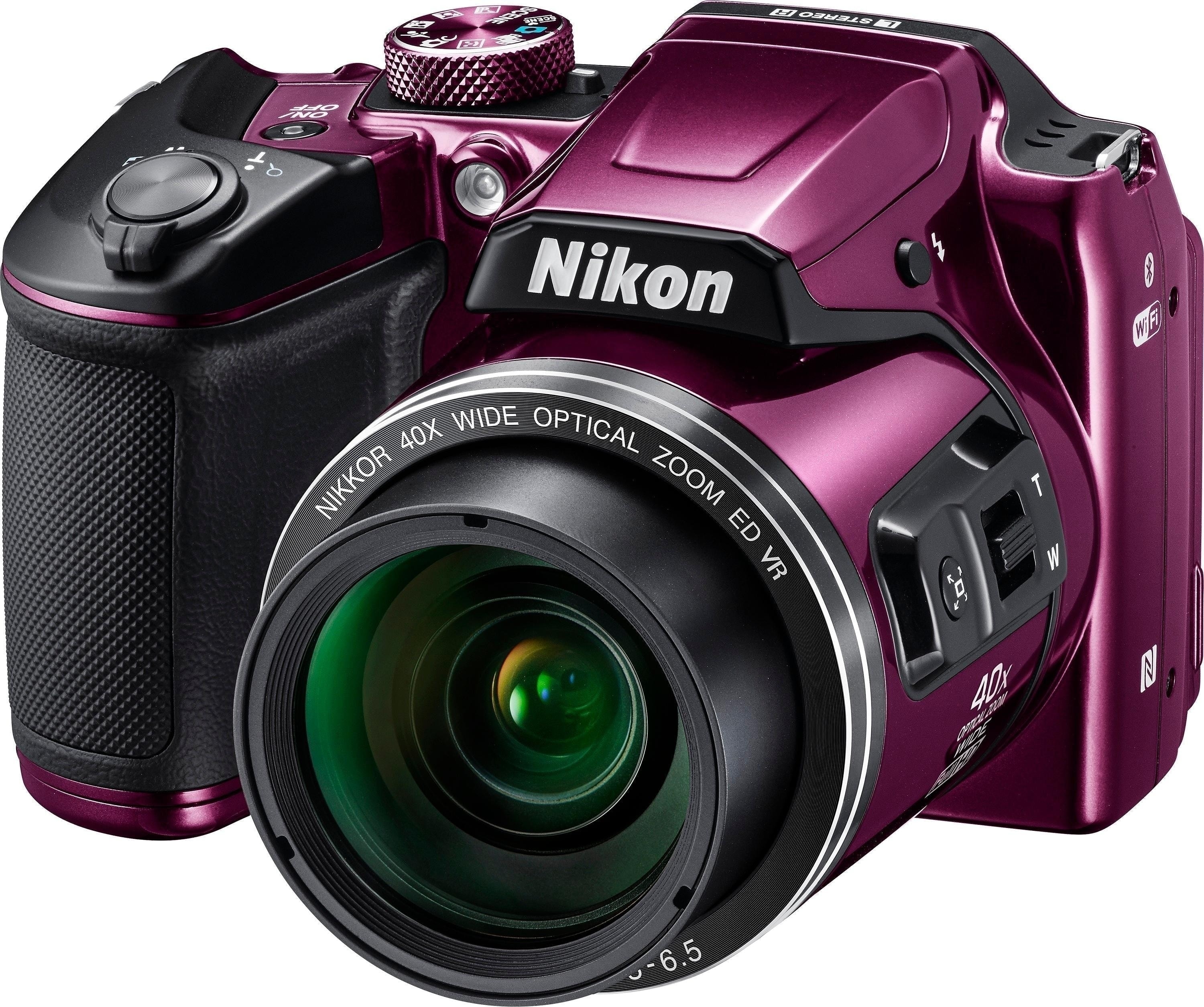 Left View: Nikon - Refurbished Coolpix B500 16.0-Megapixel Digital Camera - Plum