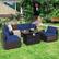 Alt View 2. Gymax - Gymax 7PCS Patio Rattan Furniture Set 42'' Fire Pit Table w/ Cover Cushioned Navy - Navy.