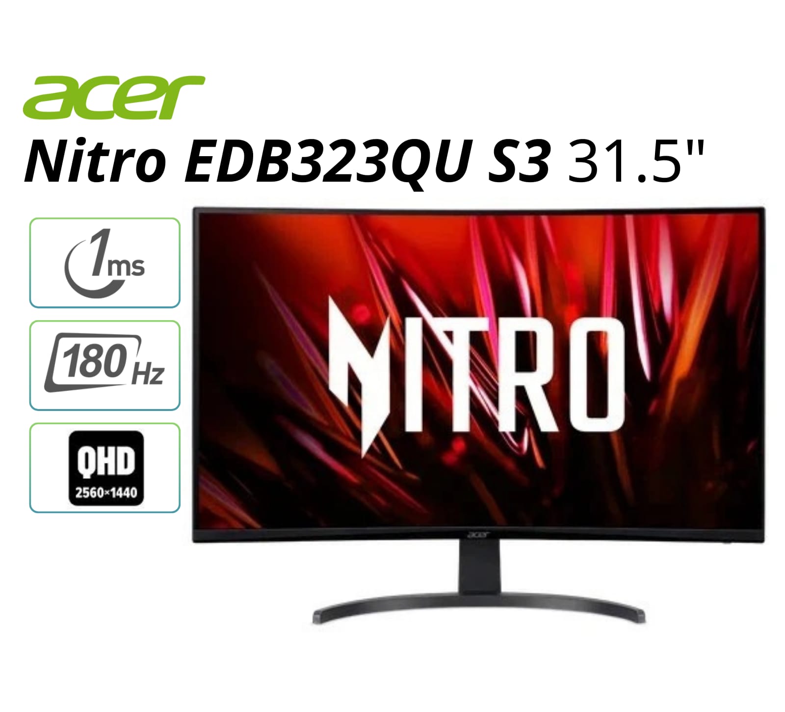 acer Nitro EDB323QU S3 31.5" 1ms 180 Hz QHD 2560x1440