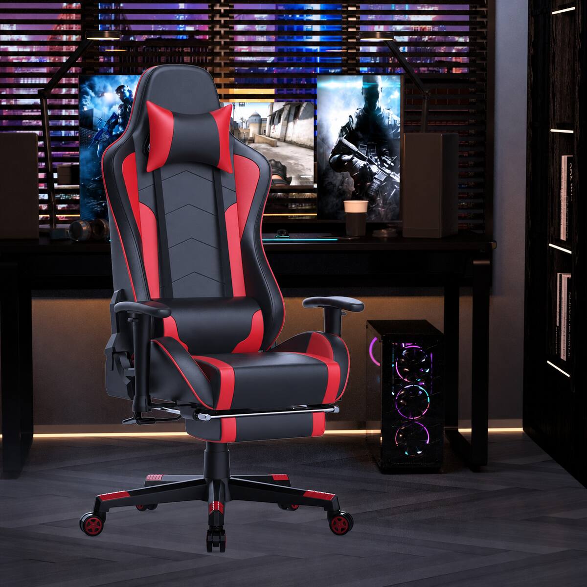 Alt View 5. Egaming - Music Video Gaming Chair with Speaker Office Computer Chairs,Red - Red.