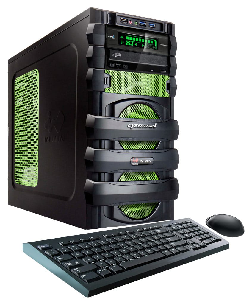 Front. CybertronPC - 5150 Unleashed III Desktop - AMD FX-Series - 8GB Memory - 1TB Hard Drive - Black/Green.