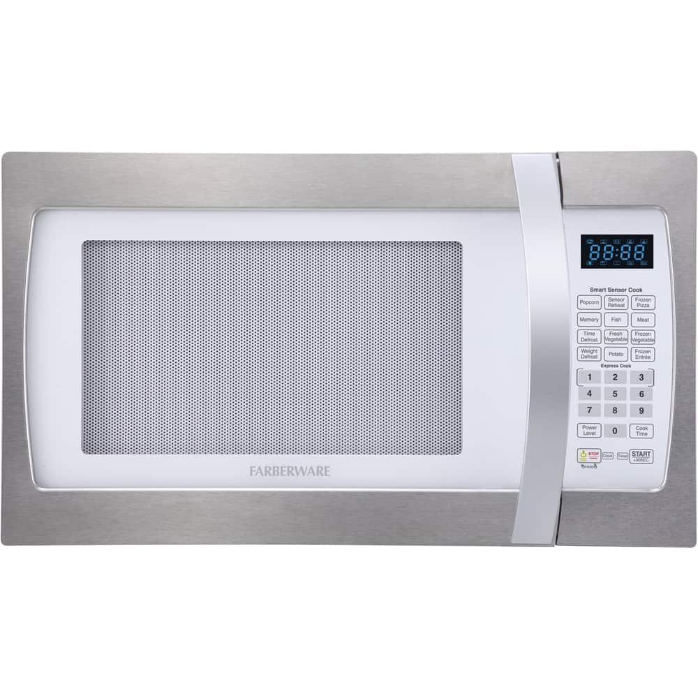 Farberware - Professional 1.3 Cu. Ft. Countertop Microwave with Sensor Cooking - White/Platinum - Front_Zoom