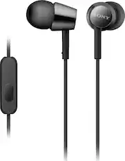 Front. Sony - EX155AP EX Series Wired In-Ear Headphones - Black.
