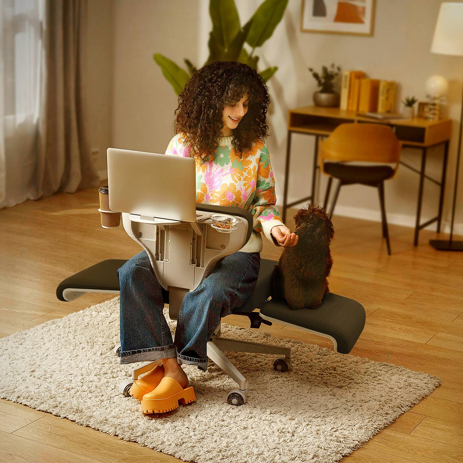 Angle. Newtral - Freedom-X Ergonomic Criss Cross Adjustable Office Chair w/ Wheels Amrests Laptop Tray, Multi-Position Recliner for Home - Dark Grey.