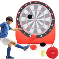Costway - Large Dart Board for Kids with 4 Kick Balls, Carrying Bag Giant Outdoor Kick Red - Red - Front_Zoom