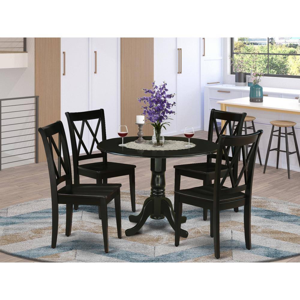 Left. East West Furniture - Dining Room Set Black - Brown.