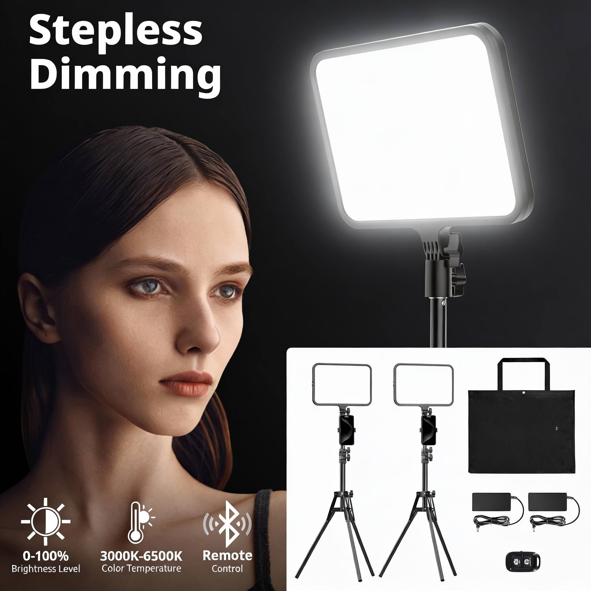 Stepless Dimming  
0-100% Brightness Level  
3000K-6500K Color Temperature  
Remote Control