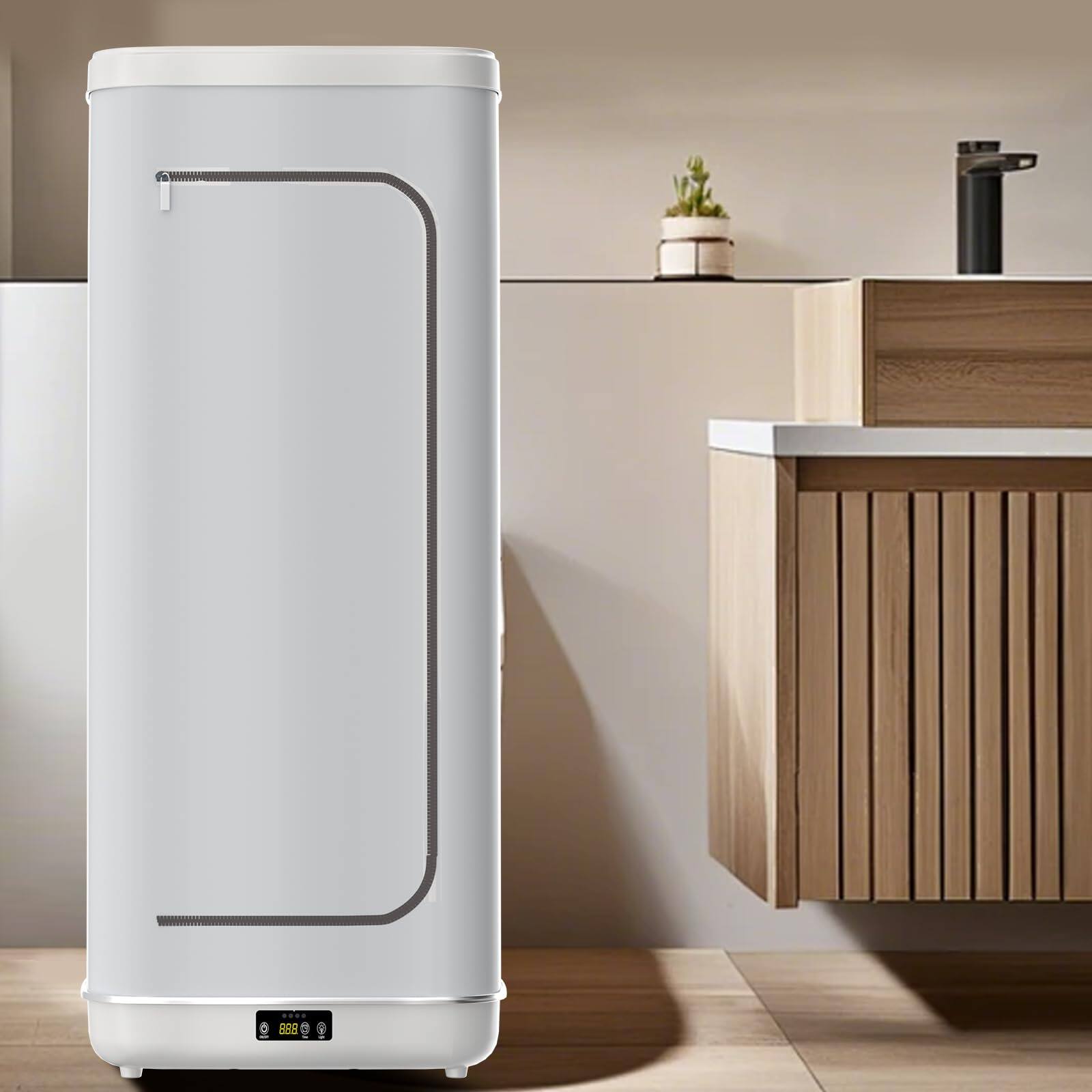 Alt View 3. JETRANSPORT - Freestanding Towel Warmer Rack With Led Display Timer And Temperature Control - Aluminum Electric Heated - Default.