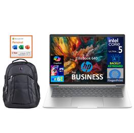 HP - EliteBook 640 Laptop 14.0 WUXGA (Intel Ultra 5-135U, 16GB DDR5, 512GB SSD, Win 11 Pro) w/Backpack , Office 365 - Pike Silver