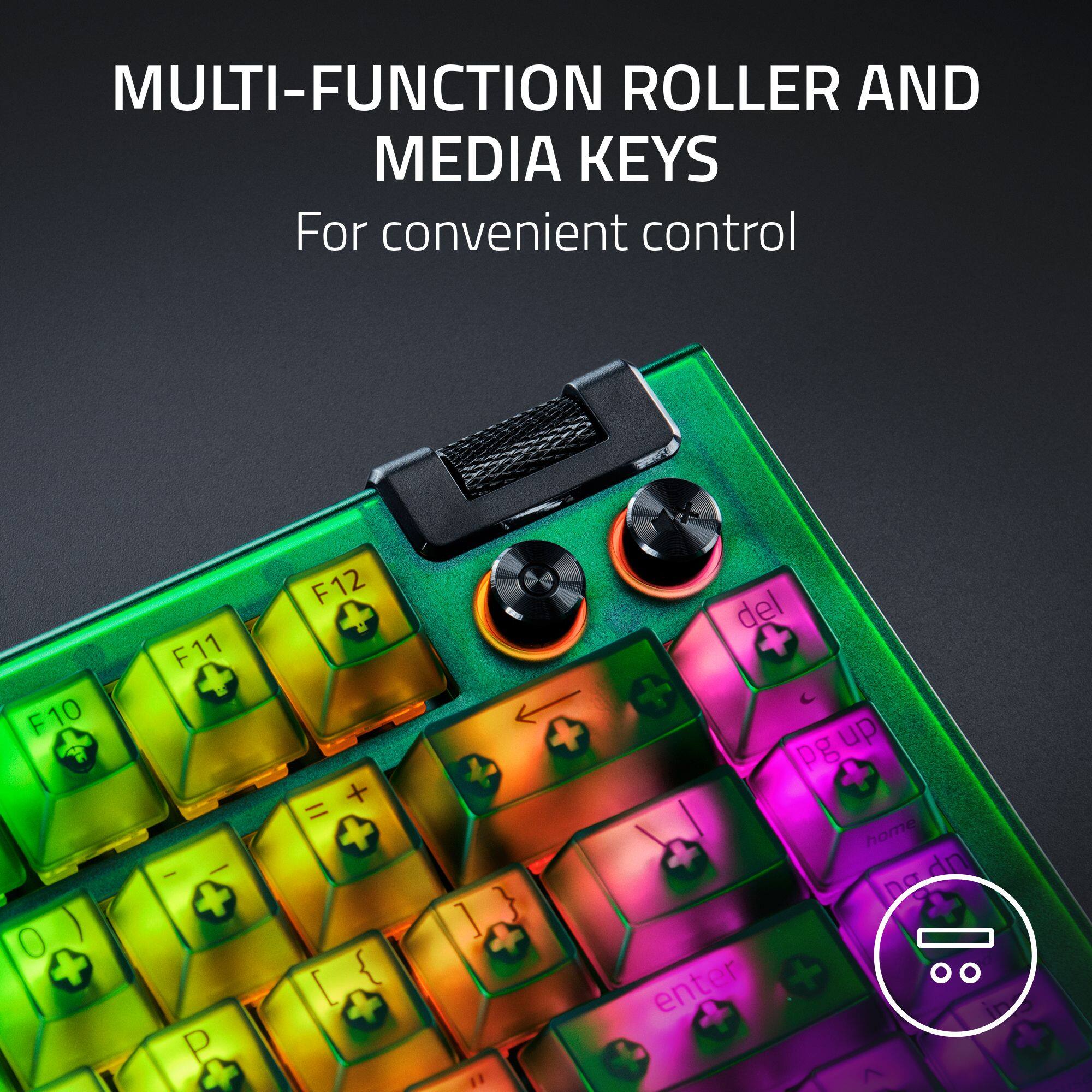 MULTI-FUNCTION ROLLER AND MEDIA KEYS FOR CONVENIENT CONTROL
F10 F11 F12 + = - del pg up home down enter +