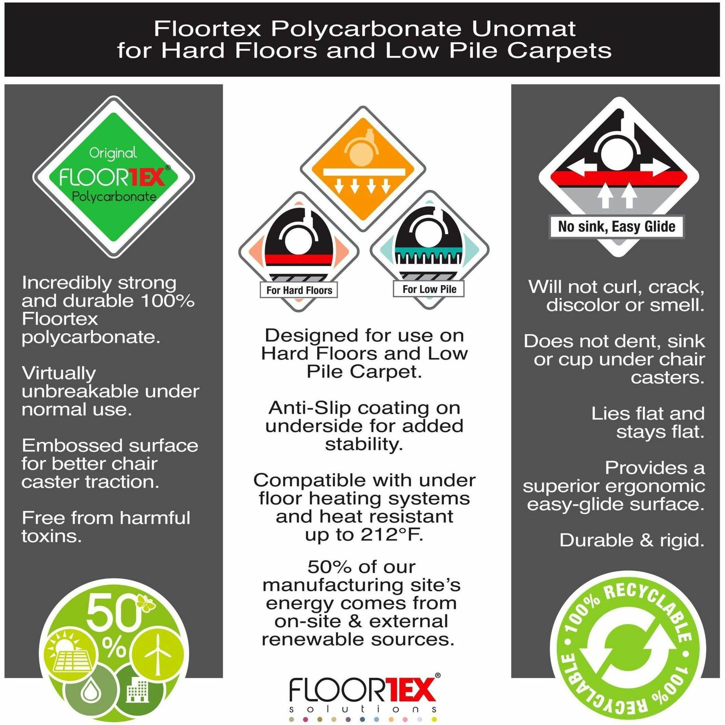 Alt View 26. Floortex - Cleartex Unomat Anti-Slip Rectangular Chair Mat Hard Floors and Carpet Tiles - 48'' x 53'' - Clear.