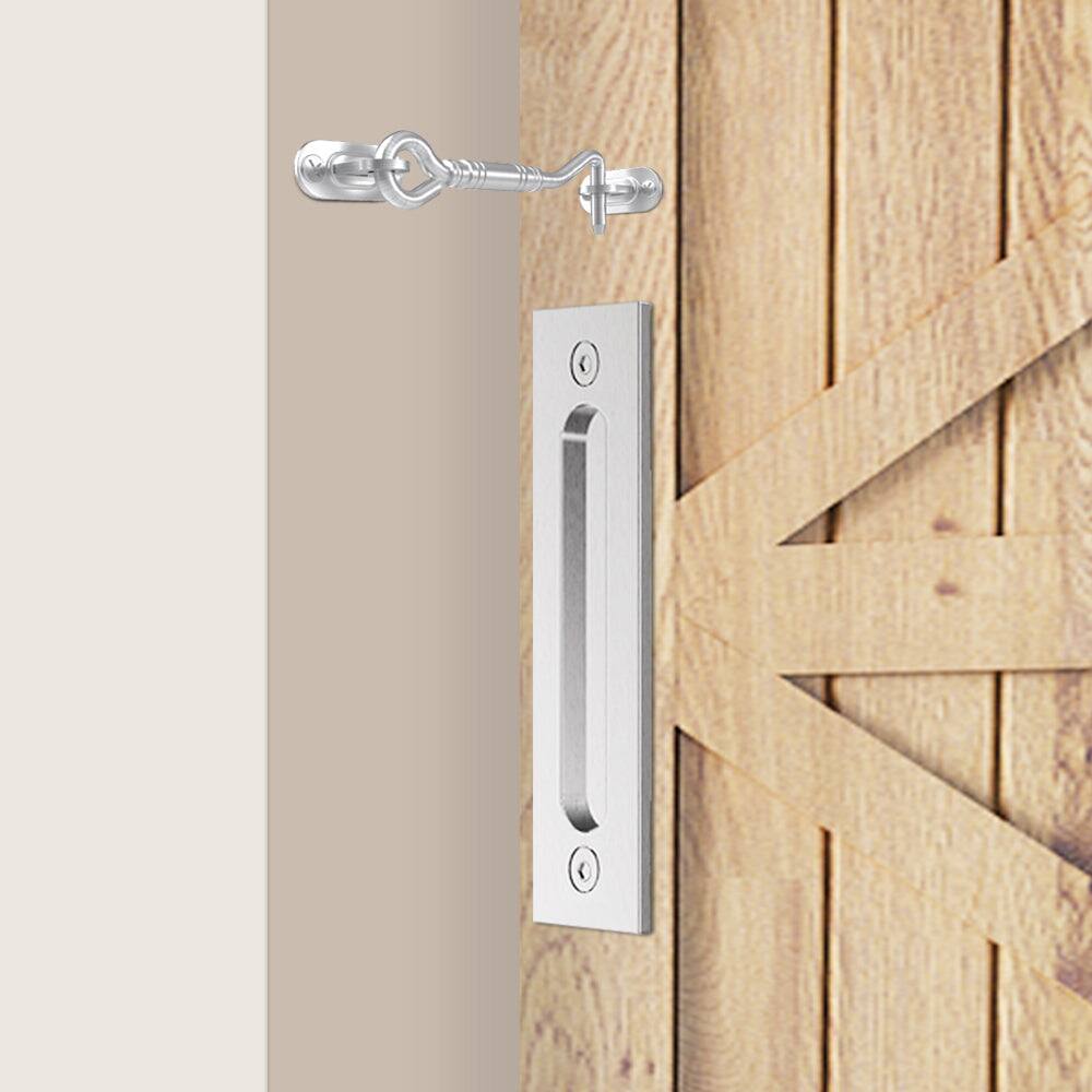Alt View 4. Boyel Living - 12 in. Stainless Steel Ladder Sliding Barn Door Handle with Hook Lock Latch - Stainless Steel.