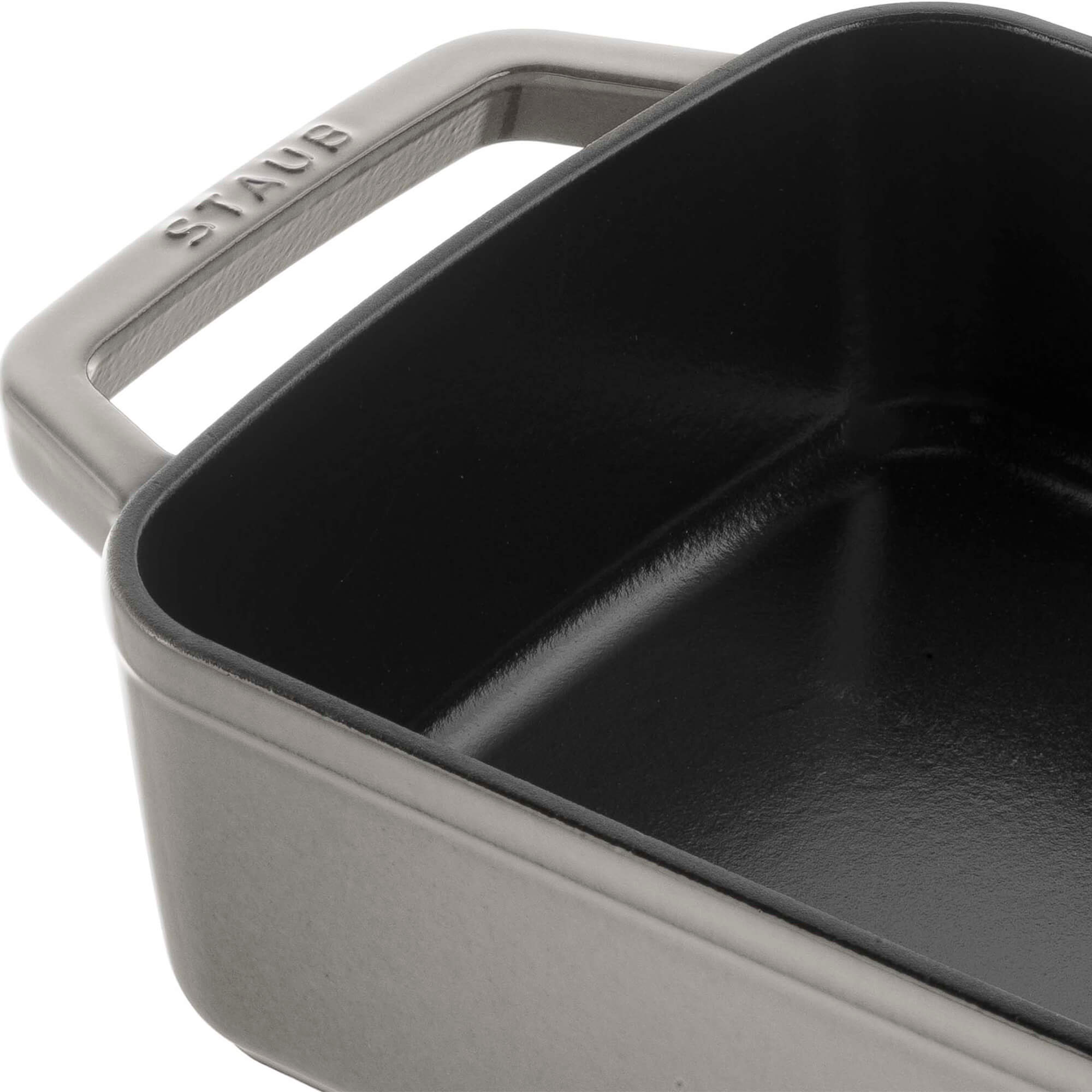 Alt View 2. Staub - Staub Cast Iron 12-inch x 8-inch Roasting Pan - Graphite Grey - Graphite Grey.