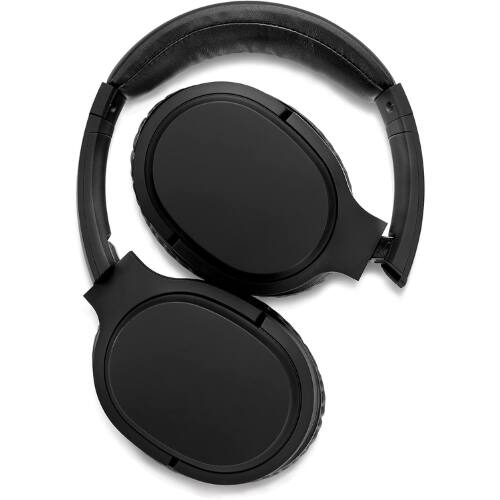 Left. iLive Electronics - iLive Electronics IAHN40B Active Noise Cancelling Bluetooth Headphones, Adjustable Headband, 3.5mm Cable, Black.
