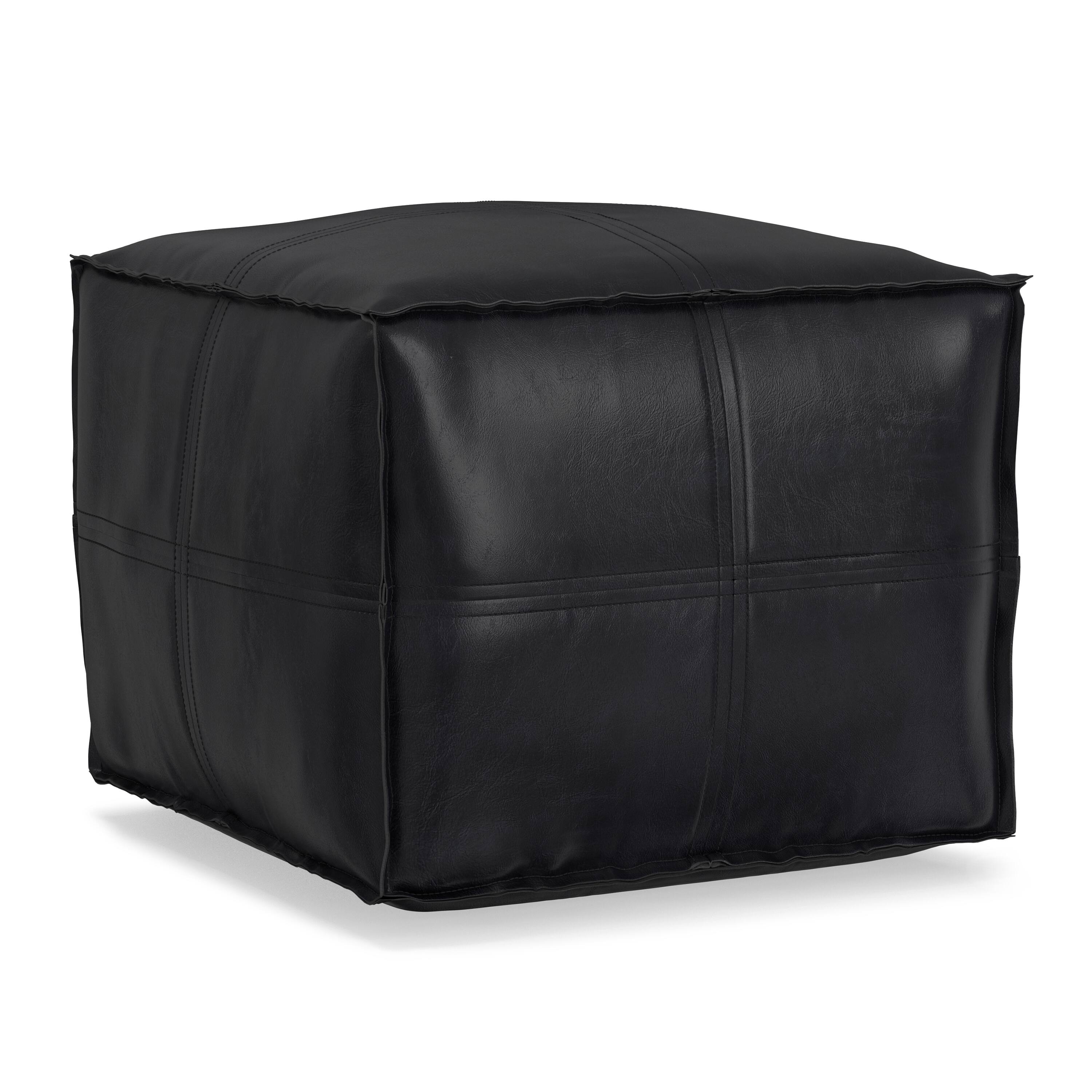 Angle. Simpli Home - Simpli Home Brody 18W Square Top Stitich Pouf - Black.