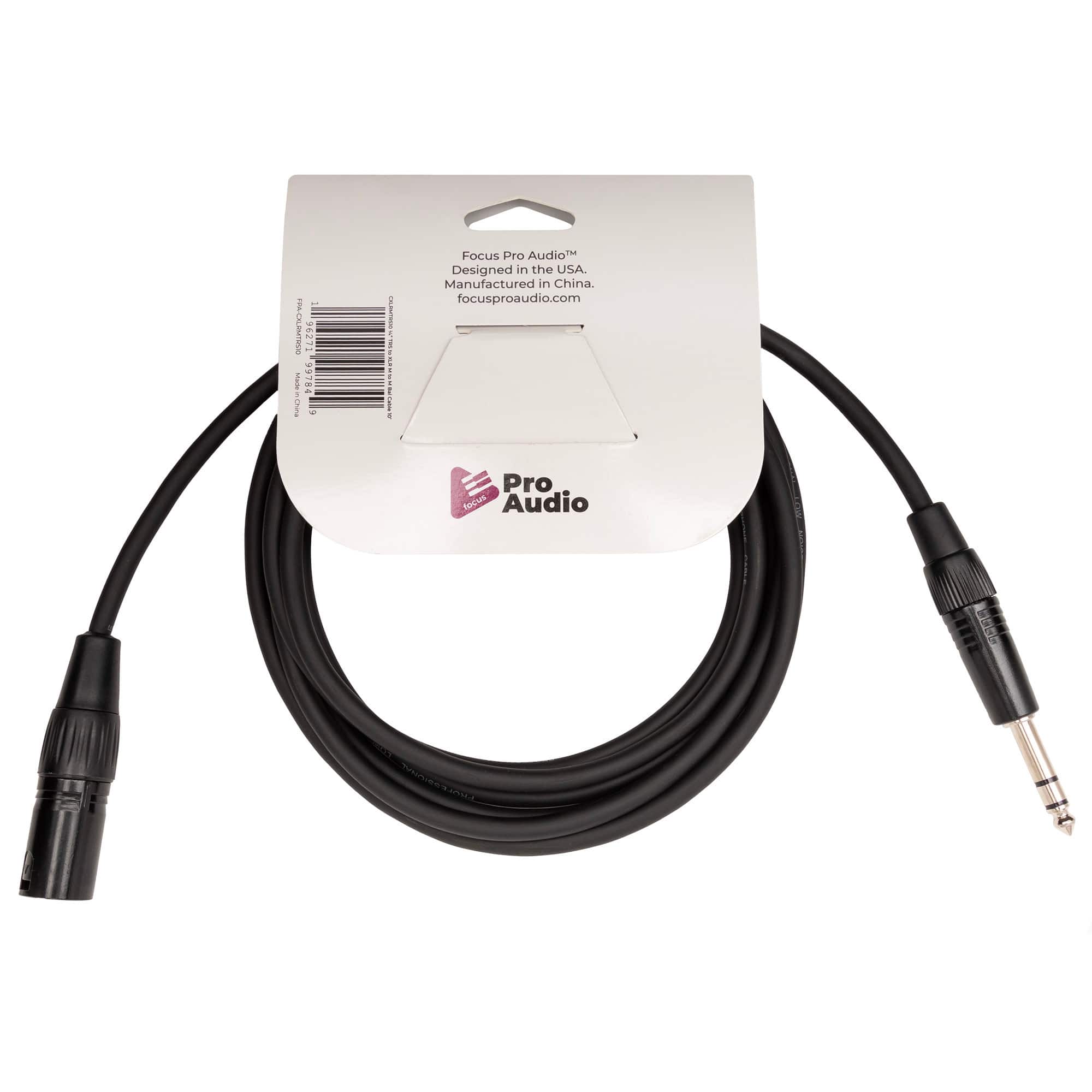 FocusProAudio 1/4 Inch TRS to XLR Male Balanced Cable (10 Feet
