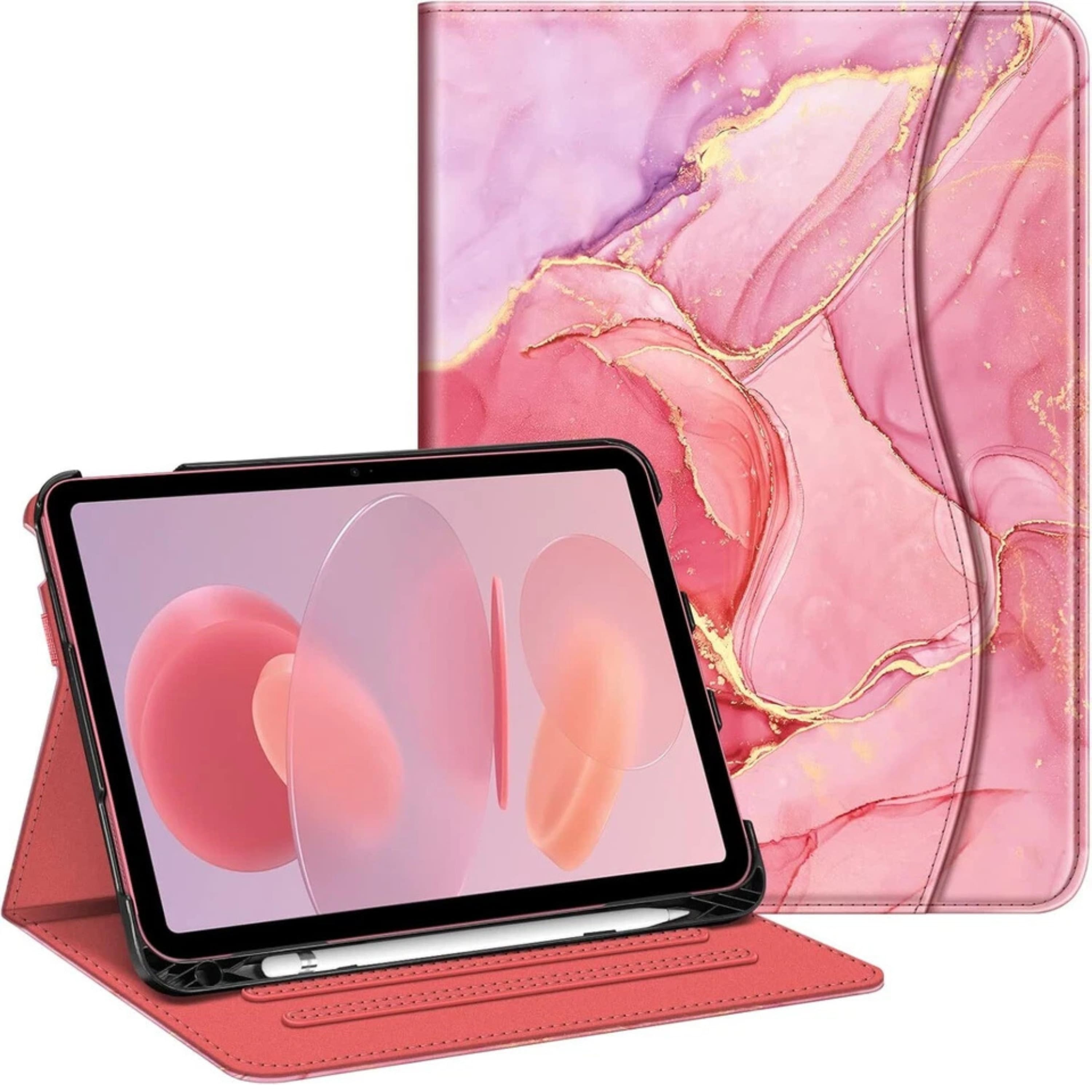 Kitcheniva - iPad 10th Generation 2022 Case With Stand And Pocket 10.9'' - Marble Pink