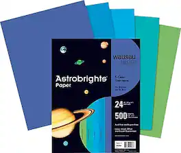 Astrobrights - Colored Paper, 24 lbs., 8.5" x 11", 500 Sheets/Ream - Assorted Cool Colors
