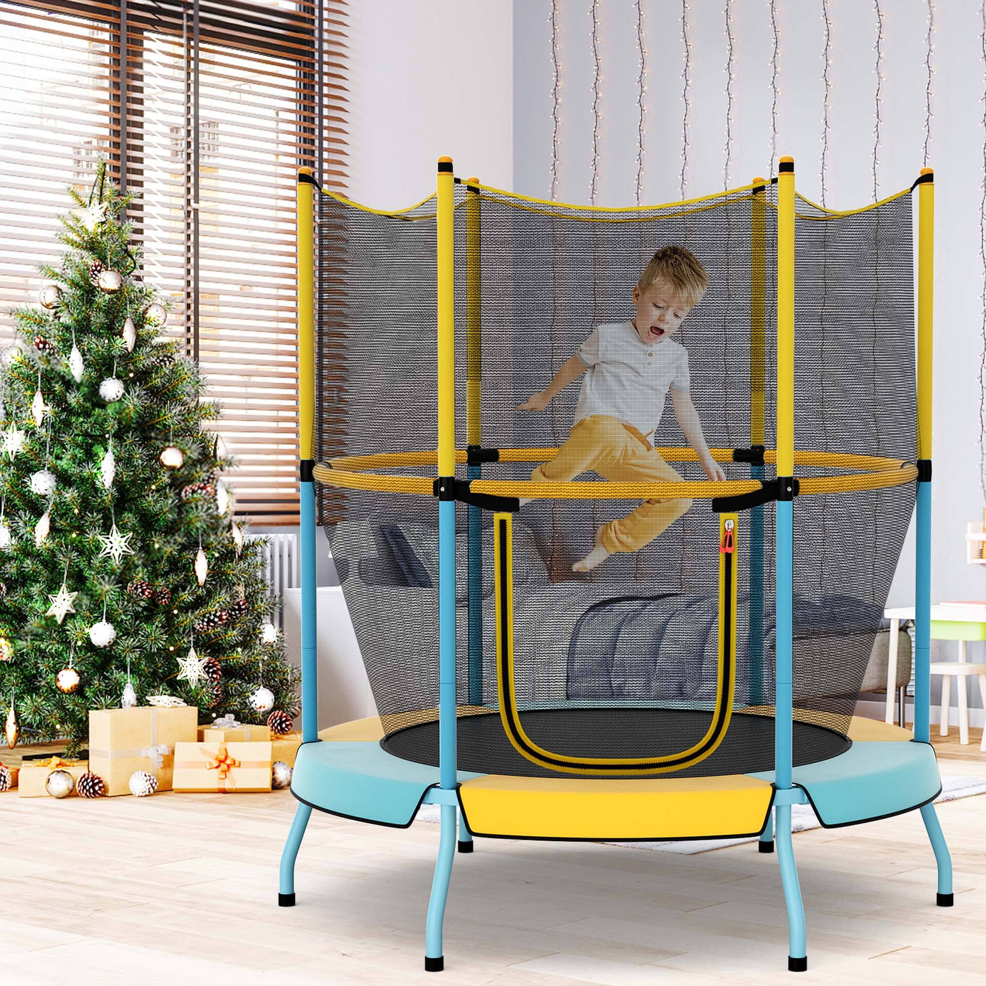 Alt View 1. Costway - Costway 48" Toddler Trampoline for Kids with Safety Enclosure Net Heavy-duty Frame - Blue,Yellow.