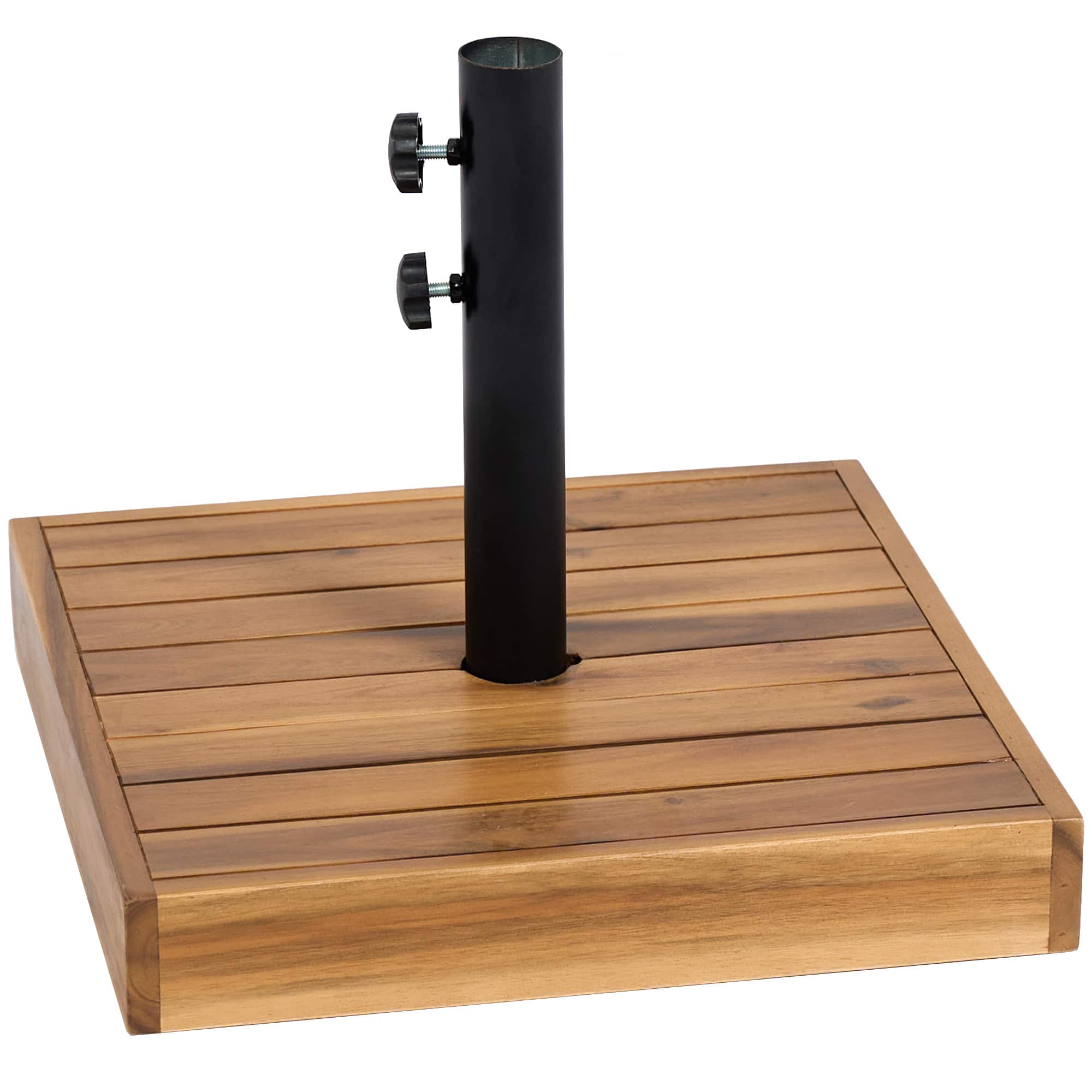 Outsunny - Square Patio Umbrella Base, 42 lbs. Concrete Heavy Duty Umbrella Base with Holder for 1.25"/1.5" Poles for Outdoor - Teak
