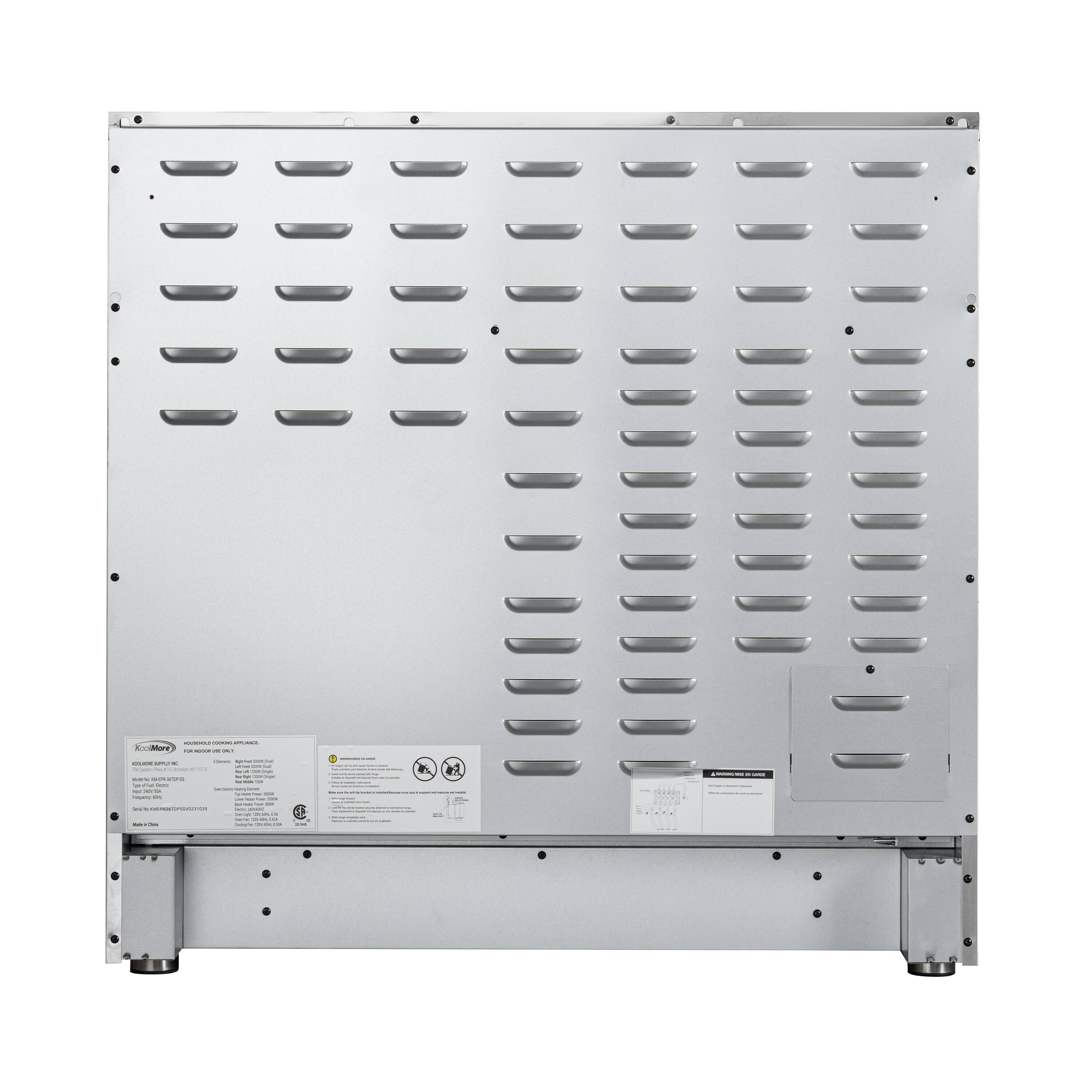 Alt View 5. Koolmore - 36 in. Electric Professional Range with Tilt Panel and Digital controls, Self-Cleaning, 16300W of Power, 240V - Stainless-Steel.