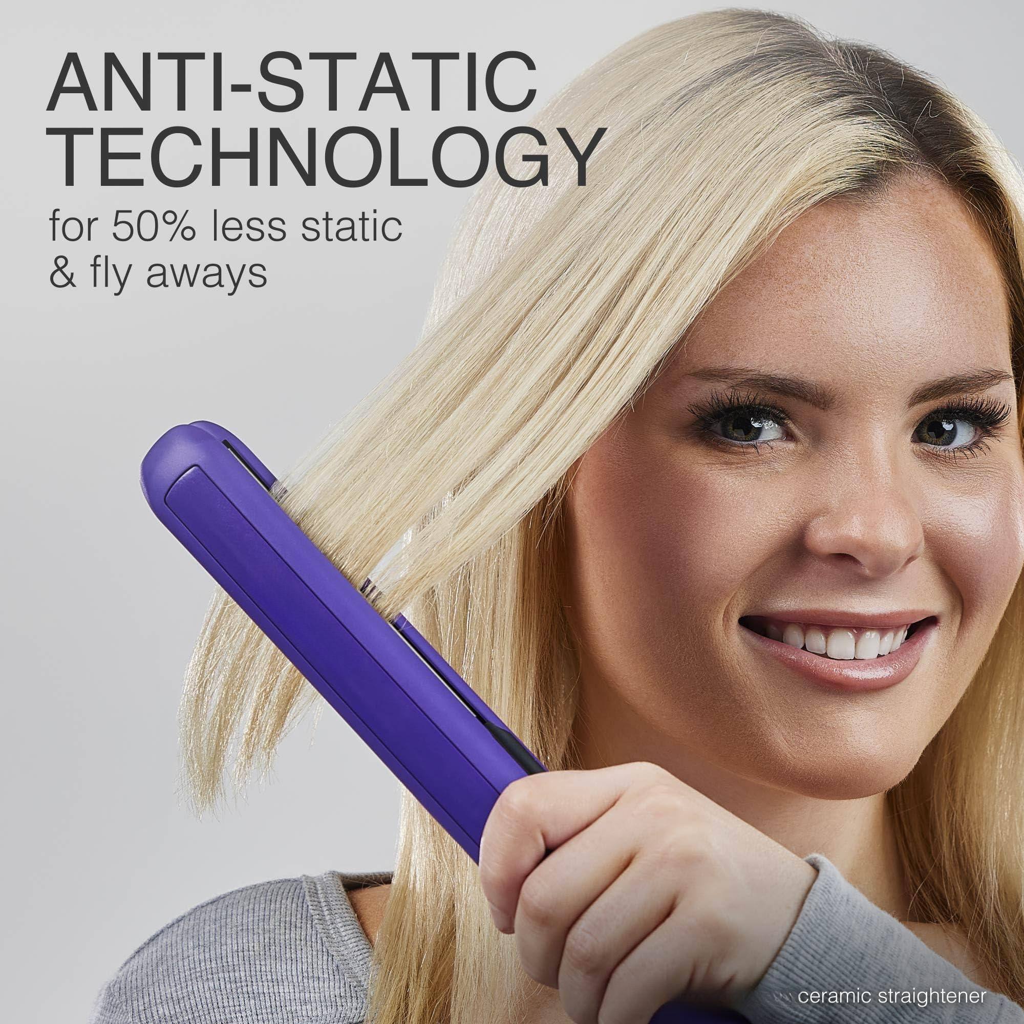 ANTI-STATIC TECHNOLOGY  
for 50% less static & fly aways  

ceramic straightener