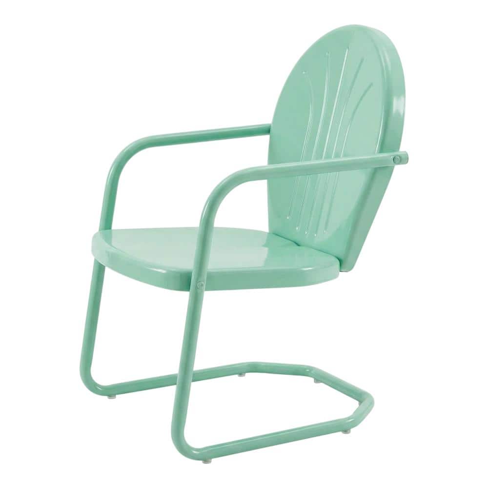 Outdoor Escape - Aqua Blue Metal Patio Chair with Gloss Finish – Decorative Retro Style - Aqua Gloss price history on PriceWatchPro