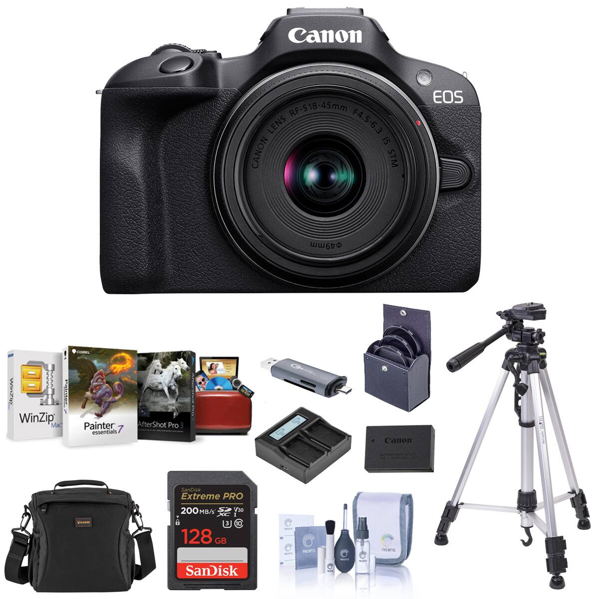 Canon RF-S18-45mm LENS F4.5-6.3 IS CANON STM  
EOS  
49mm  
WINIME Palater WinZip Mac  
CODEL Painter 7 essentials  
AfterShot Pro 3  
Canon  
PLACE  
SanDisk Extreme PRO 200MB/S V30 I 10 128 GB  
PROTEIN  
ROOFIC  
SanDisk