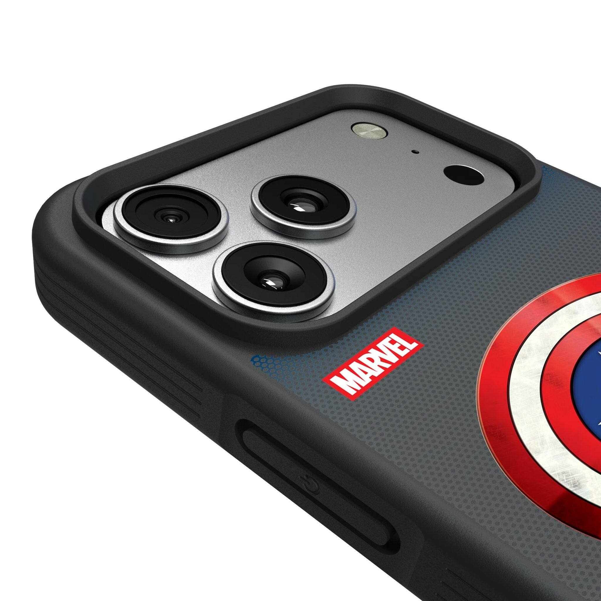 Left. Keyscaper - Marvel Grid Bump Phone Case - Apple iPhone 17 Pro - Captain America.