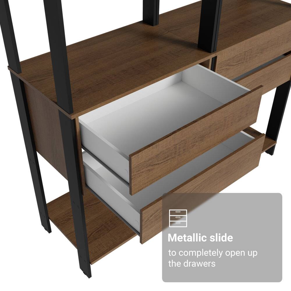 Metallic slide to completely open up the drawers