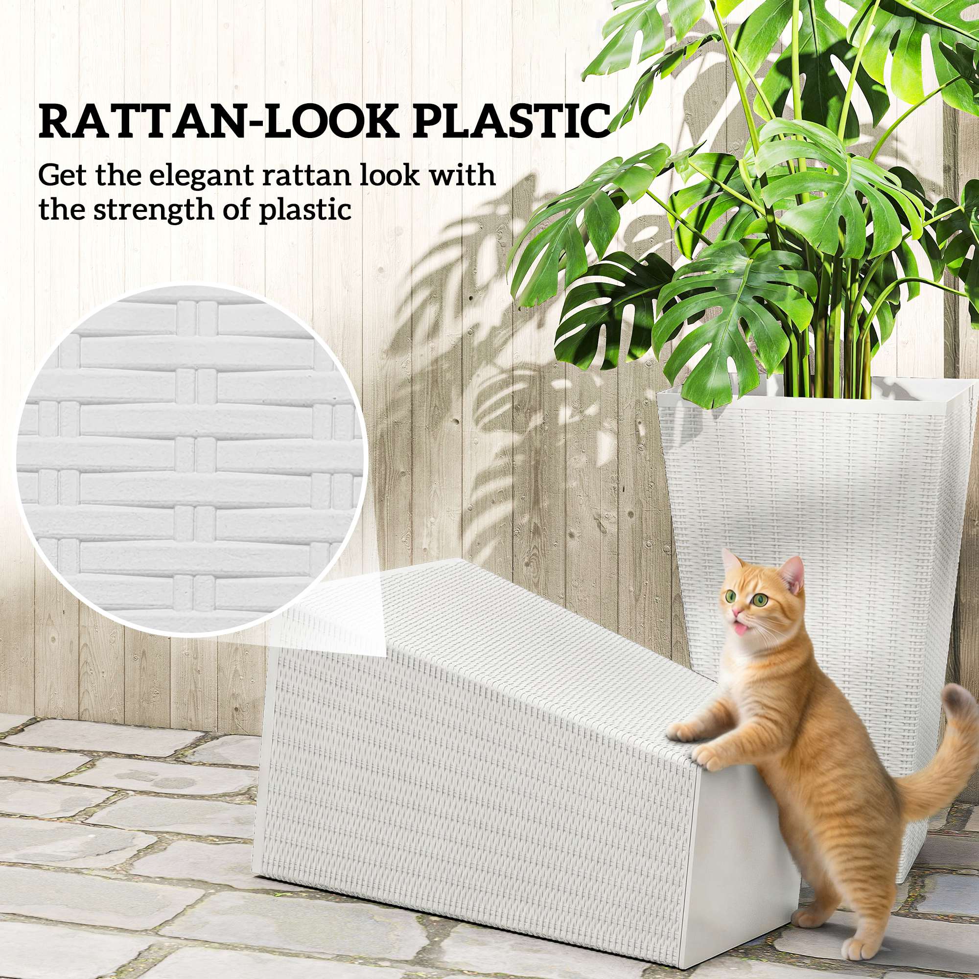 RATTAN-LOOK PLASTIC  
Get the elegant rattan look with the strength of plastic