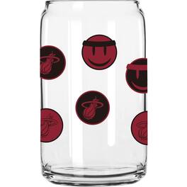 Logo Brands - Miami Heat 16oz. Smiley Can Glass - Multicolor