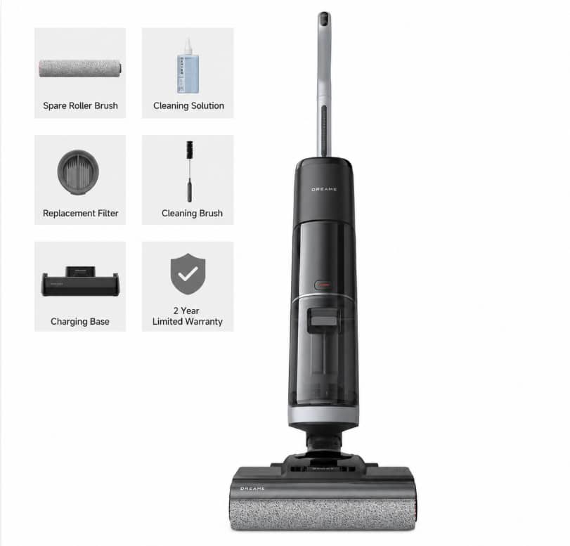 Dreame - Cordless Wet Dry Vacuum Cleaner and Mop, 180° Lay-Flat Design, Smart Self-Cleaning, Hot Water Brush Wash, Fast Drying