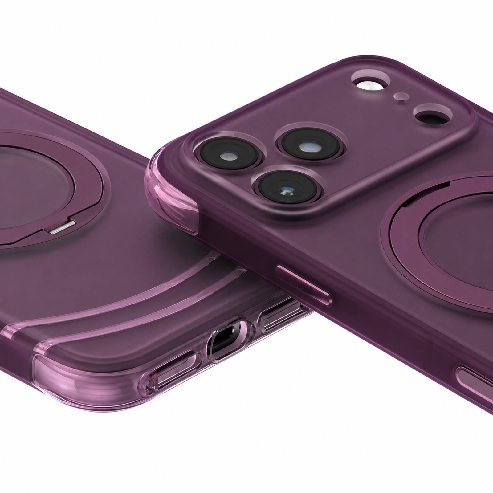 Alt View 2. Dteck - Shockproof Frosted Phone Case for Apple iPhone 17 Pro Max with 360 Ring Stand, Magnetic Protective Cover Camera Defense - Purple.