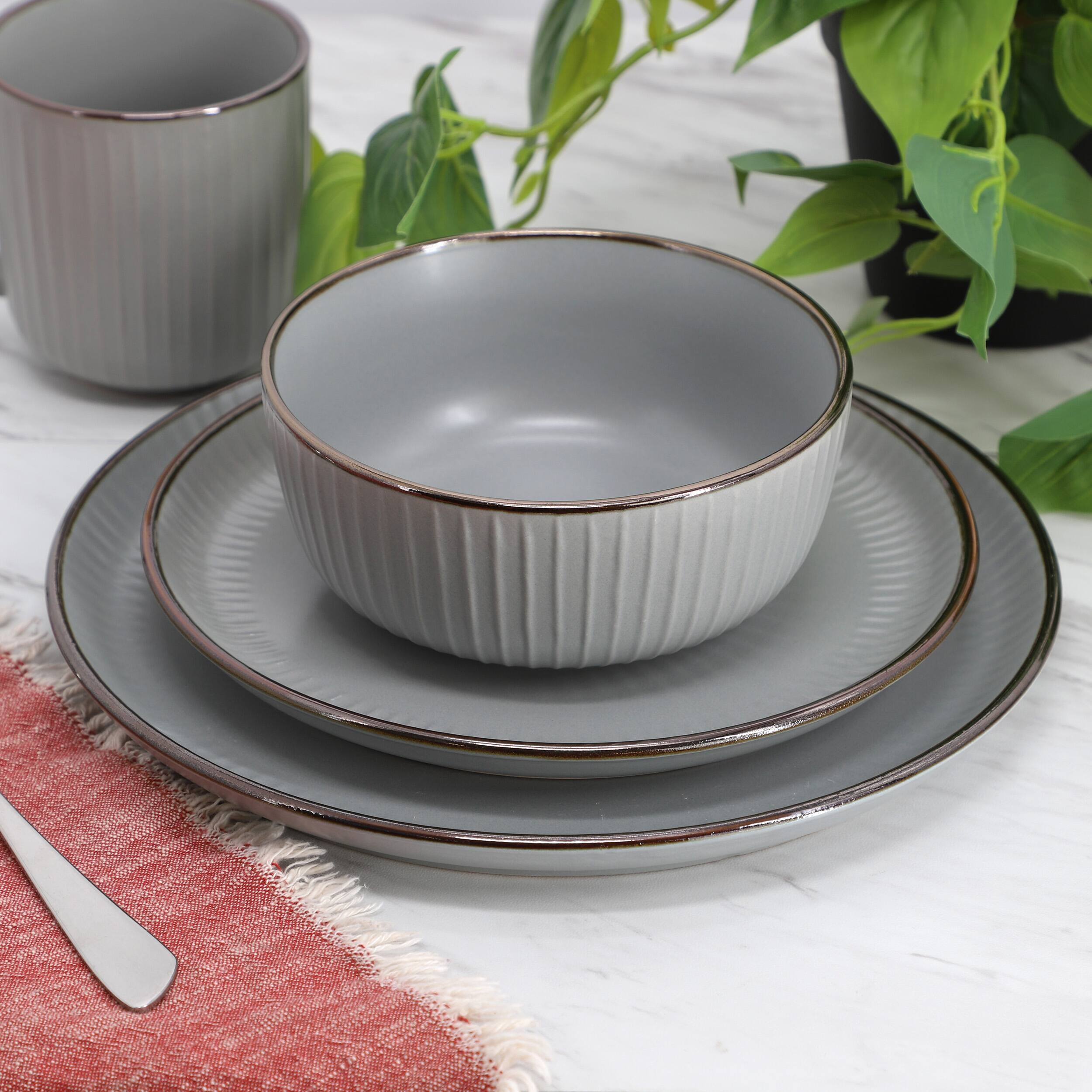 Alt View 6. Elama - Elama Leo 16 Piece Stoneware Dinnerware Set In Light Gray - Light Gray.