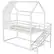 Front. Costway - Twin House Bunk Bed with Stairs Roof Rails & Window Full-length Guardrails - White.