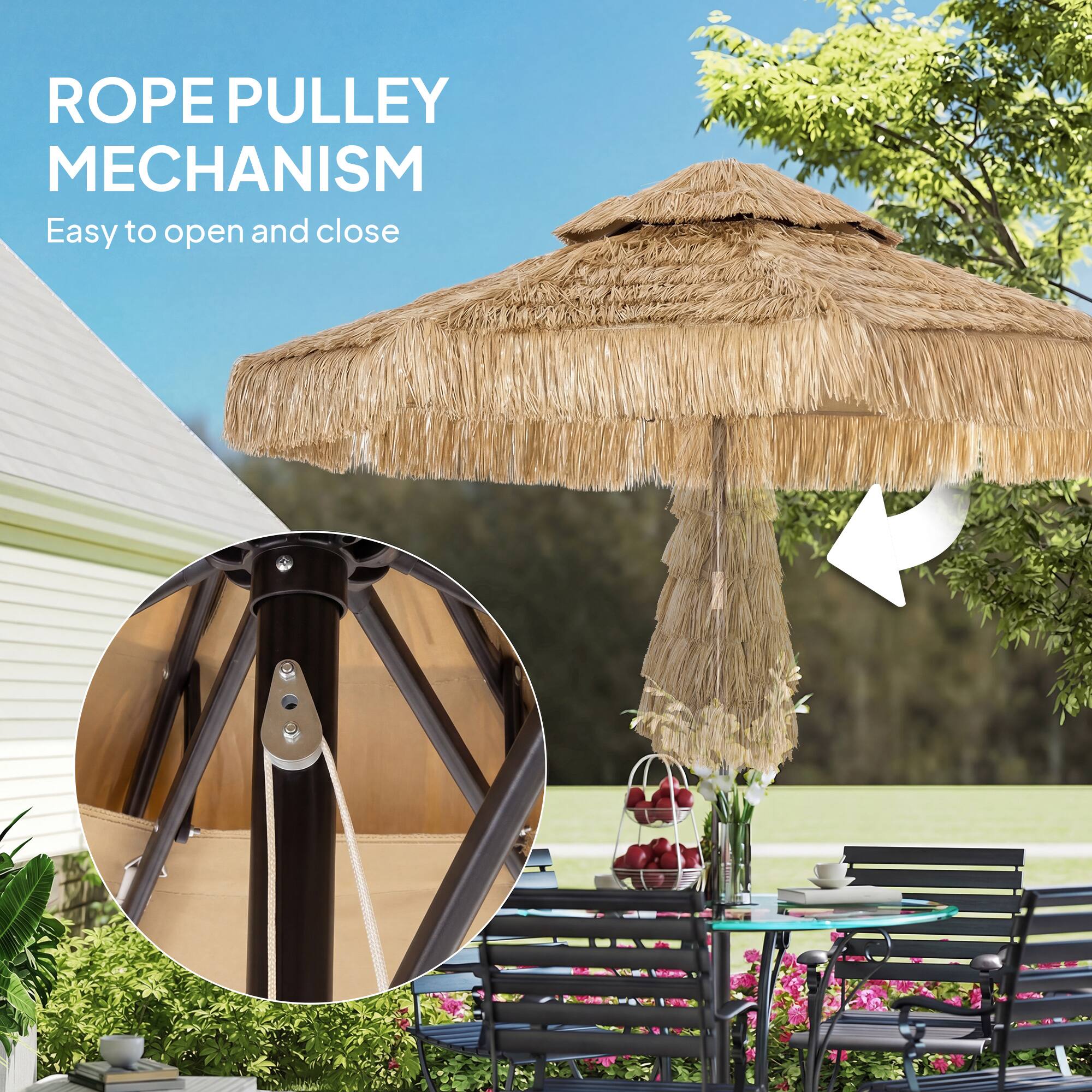 ROPE PULLEY MECHANISM  
Easy to open and close