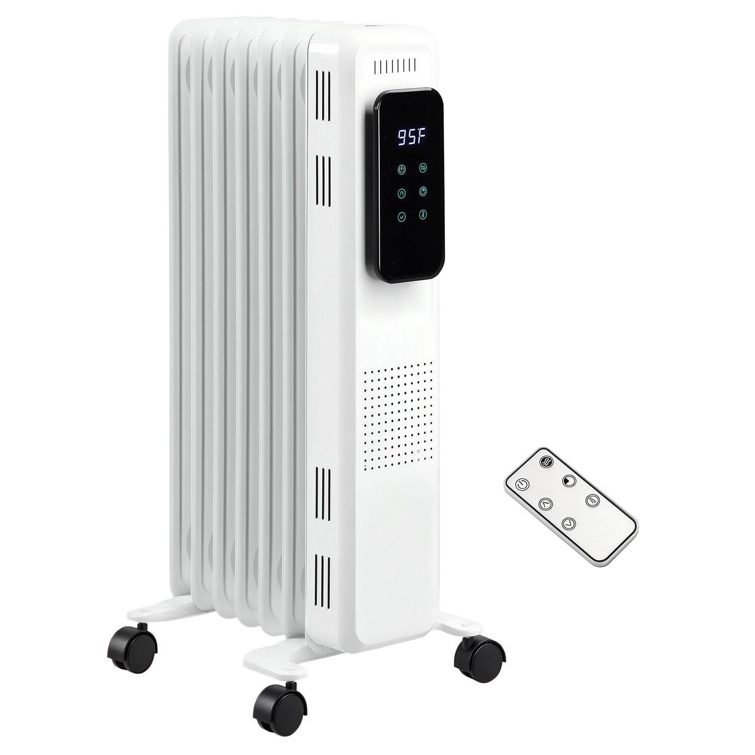 Front. Resenkos - 24.75" Electric Space Heater, Freestanding 161 Sq. Ft. Heater with 3 Modes, Timer, and Remote, White - White.