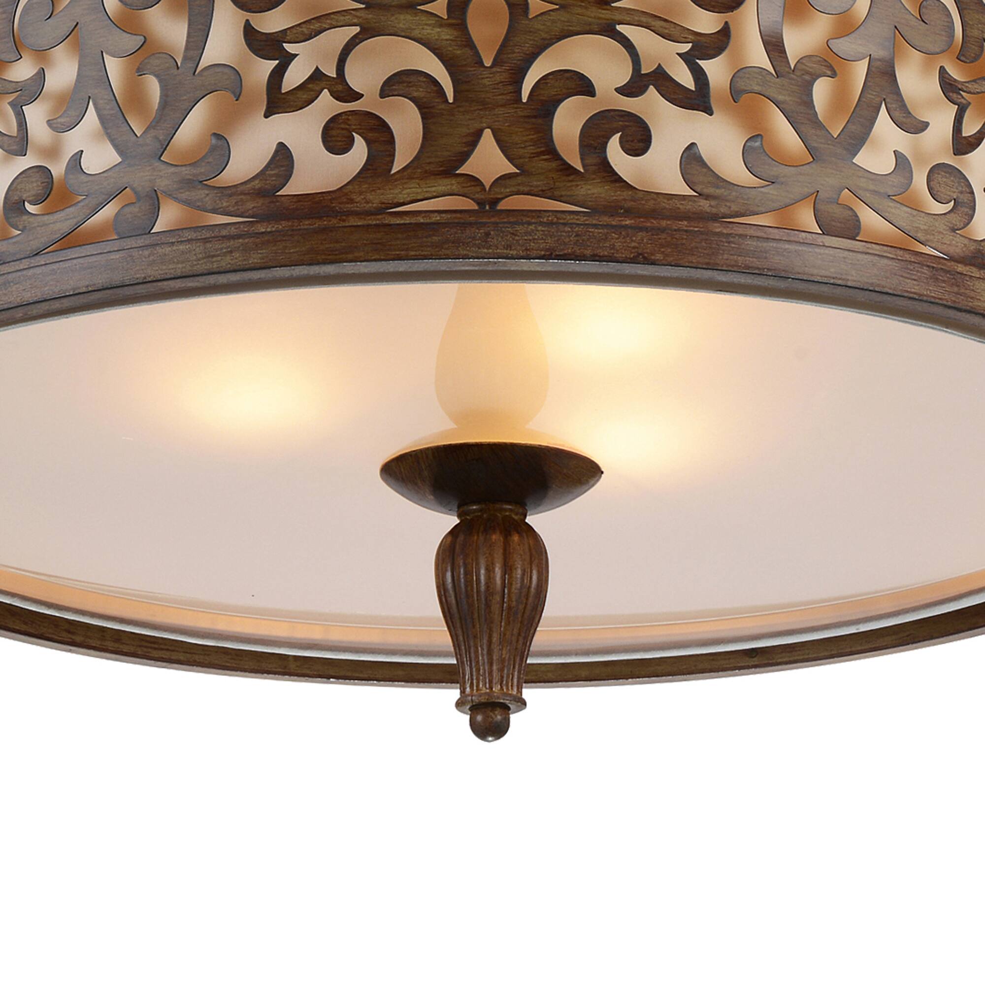 Back. CWI Lighting - Nicole 5 Light Drum Shade Flush Mount With Brushed Chocolate Finish - Brushed Chocolate.