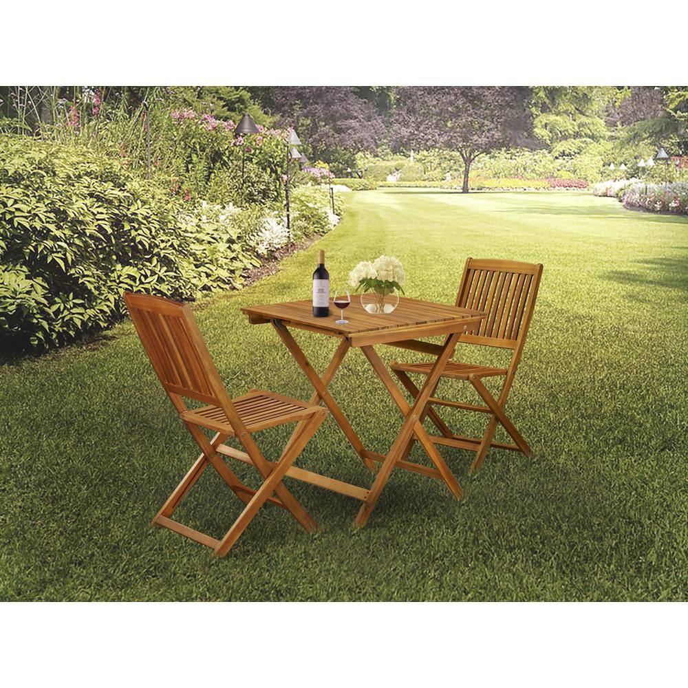 Back. East West Furniture - East West Furniture 3-Pc Outdoor Patio Set Consists of a Wooden Folding Table and 2 Folding Camping Chairs Ideal for - Multi-Color.