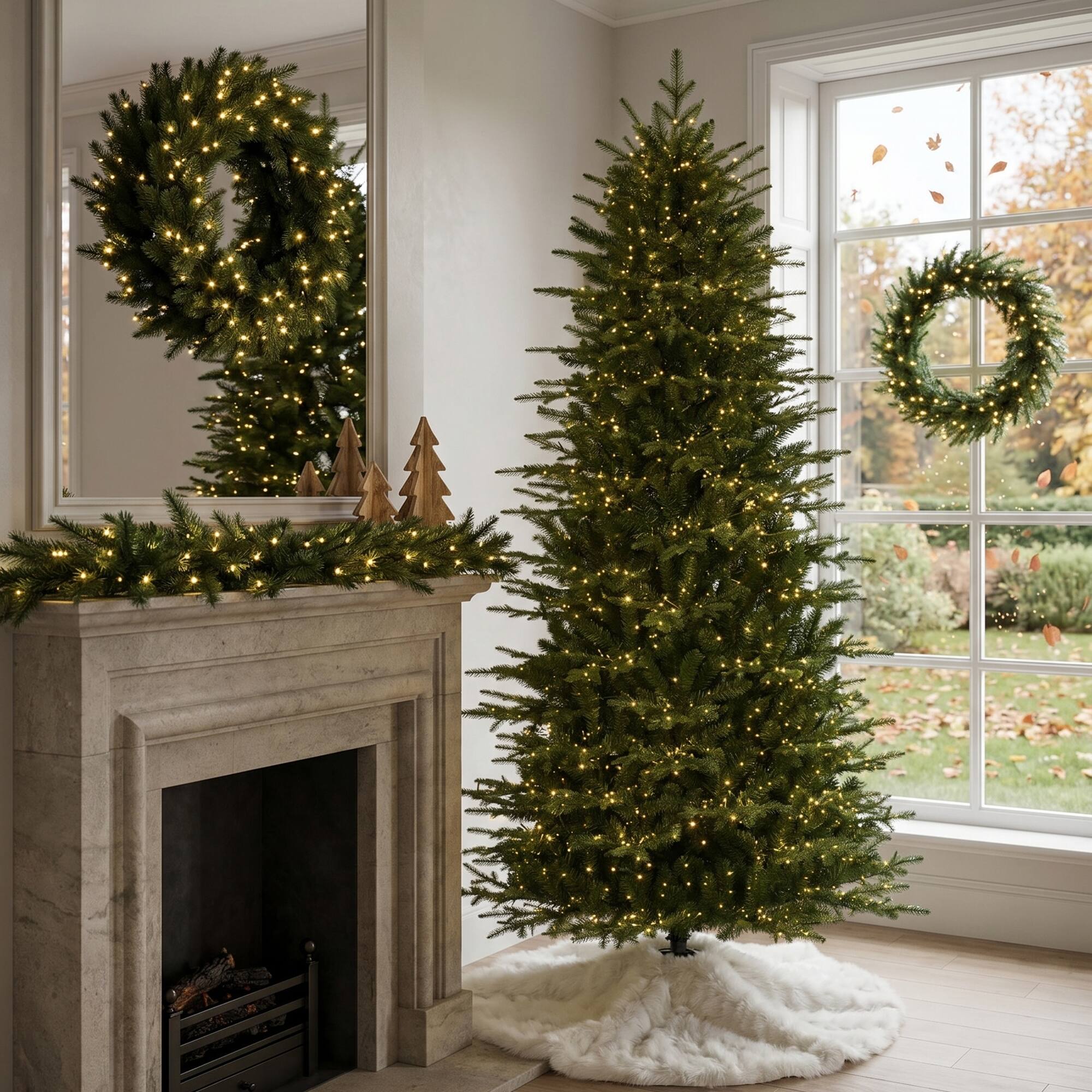 Alt View 10. Glitzhome - 7.5ft Pre-Lit Full Fir Memory wire Artificial Christmas Tree with 2000 Micro Lights - Green.