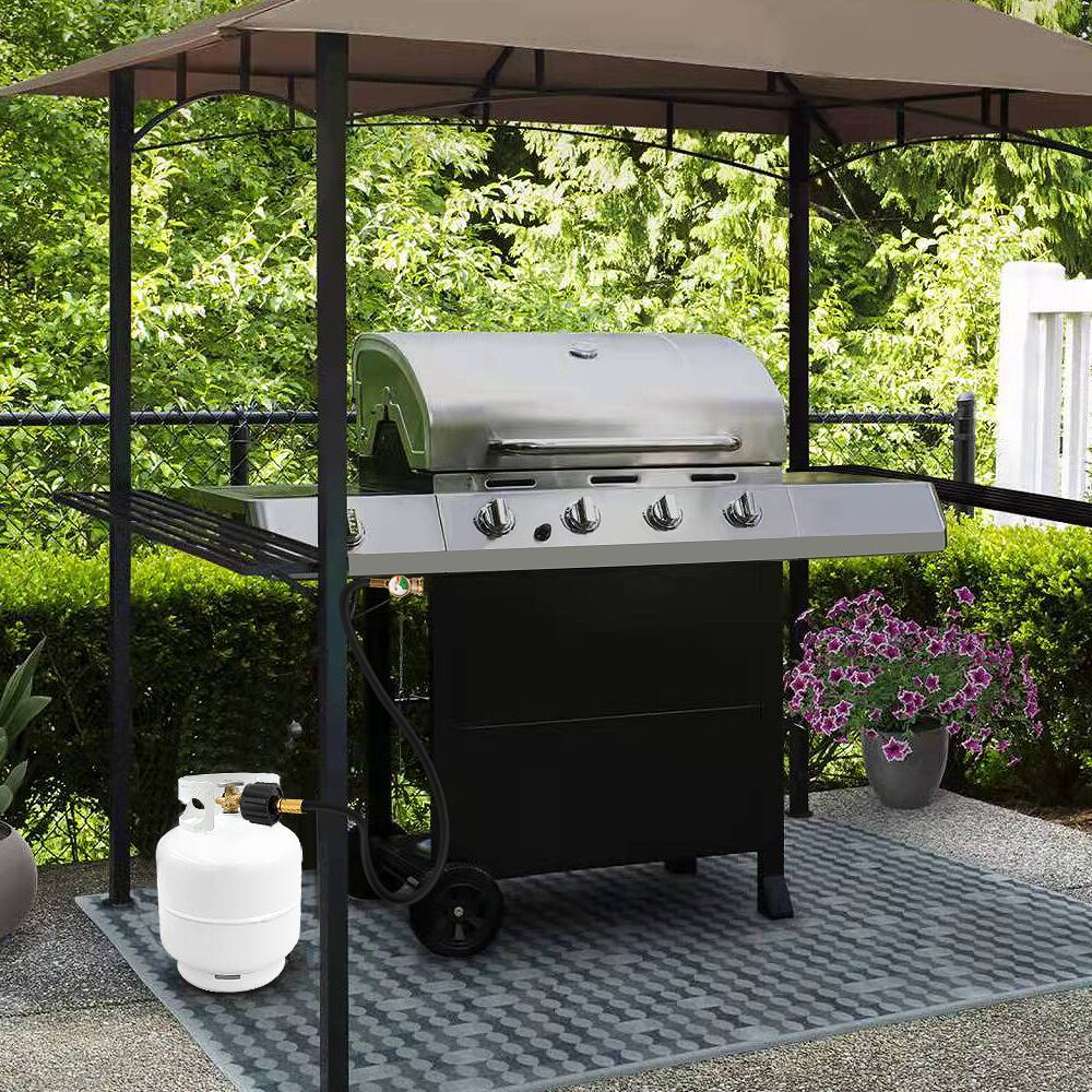 Alt View 4. Empava - 15 ft Propane Hose Extension with Gauge – Universal QCC1/Type 1 Fit for Grills, Heaters & Fire Pits – Leak Detector - Black.