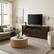 Left. Simpli Home - Warm Shaker 72W Low TV Stand with Drawers, Doors and Cubbies - Tobacco Brown.