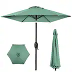 Front. Best Choice Products - Best Choice Products 7.5ft Heavy-Duty Outdoor Market Patio Umbrella w/ Push Button Tilt, Easy Crank - Seaglass - Seaglass.