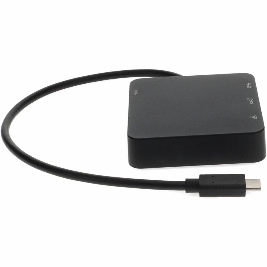 Alt View 3. AddOn - AddOn 8in USB C Male to USB C 3.1, HDMI 4K, USB A 3.1 Gen 2, and RJ-45 Female Black Hub - This is a 8in USB-C Male to.